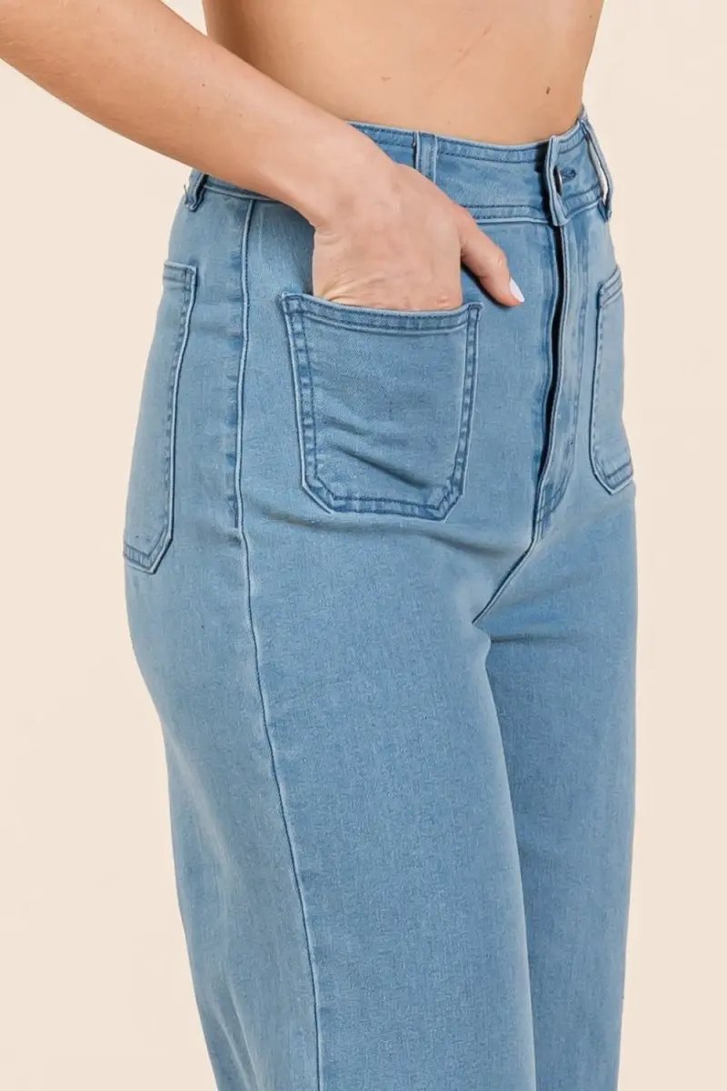 Mittoshop High Waist Wide Leg Jeans for Women Stylish Fit - Love Salve